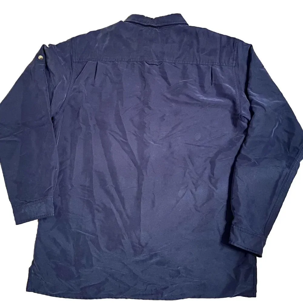 The North Face Men's Long Sleeve Dress Shirt Size M Button Down Navy‎ Blue F